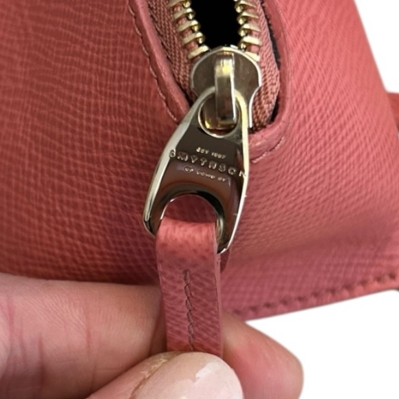 Smythson Pink Red Mini Crossbody Leather Tote - Picture 8 of 11